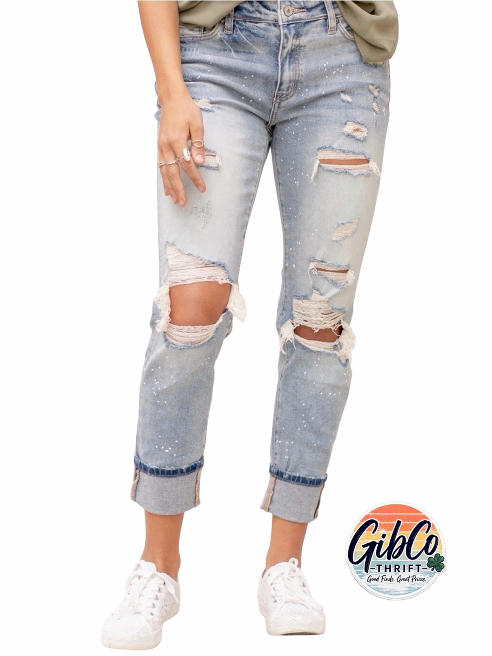 KanCan | Size 11/29 | HAYWARD HIGH RISE RIPPED CUFFED BOYFRIEND LIGHT WASH